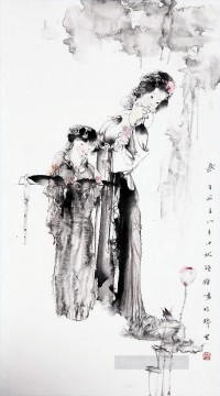 Wu Xujing ink girls Chinese Oil Paintings